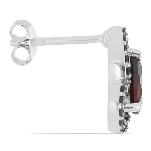 BUY REAL GARNET GEMSTONE UNIQUE HALO EARRINGS IN 925 SILVER